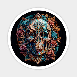 Skull & Roses (1) - Trippy Psychedelic Skulls Magnet